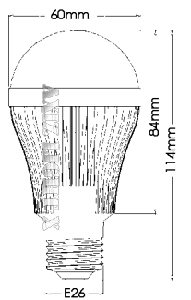 電球タイプLED電球|ハイパワーLED8W搭載!調光LED電球・サイズ表【電球タイプLED電球・LED電球】